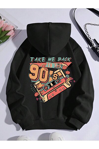 donamod Seria Coke Letter Graphic Kangaroo Pocket Drawstring Hanorac căptușit...