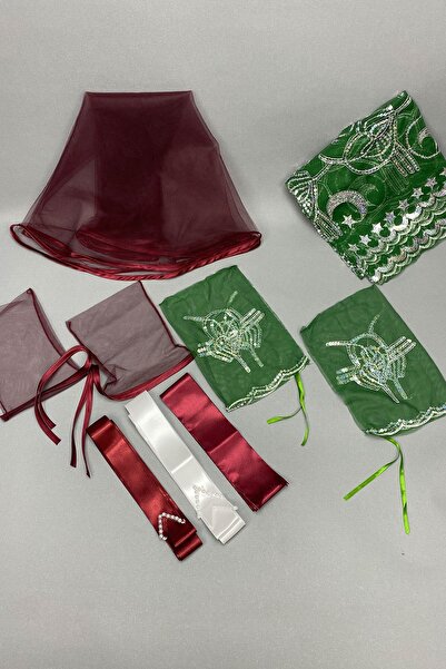 Limelia طقم طرحة العروس وغطاء العريس وشريط المجوهرات