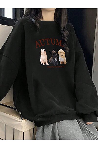 donamod Pulover cu umăr cu model Letter & Dog din seria Coke