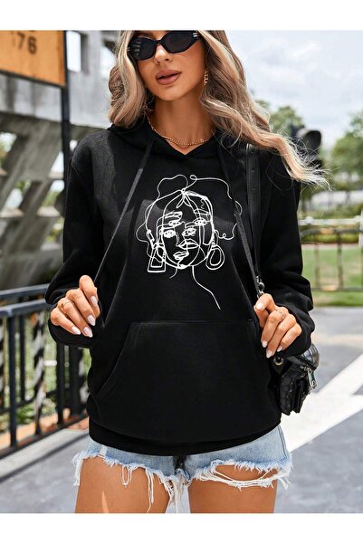 donamod Seria Coke Figure Graphic Kangaroo Pocket Drop Shoulder Drawstring Th...