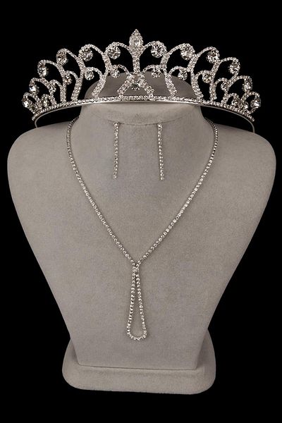 Hayalperest boncuk Set de cercei și coroană de mireasă cu cristal elegant de seară