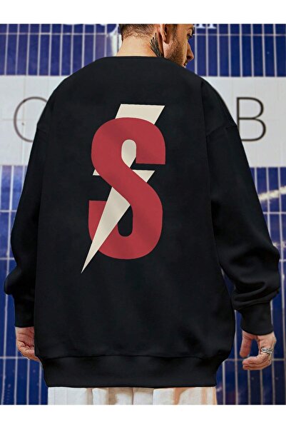 donamod Seria Coko Lightning Print Drop Shoulder Swea tricou