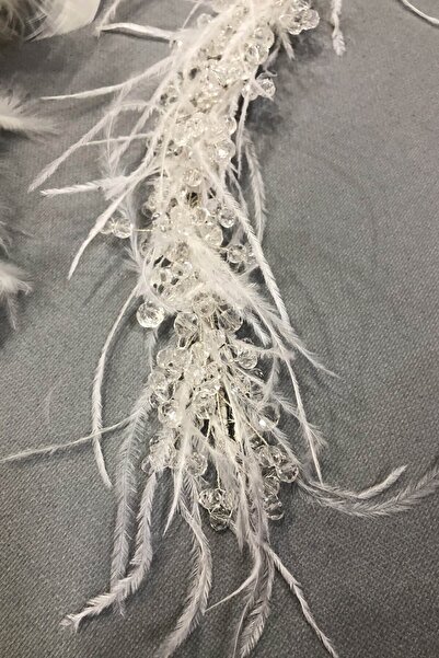 Hayalperest boncuk Turban cu pene de cristal alb și accesoriu pentru păr