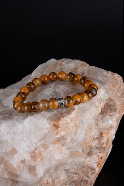 Piercing Market Steel & Silver Unisex Turtle Eye Natural Stone Gift Bracelet