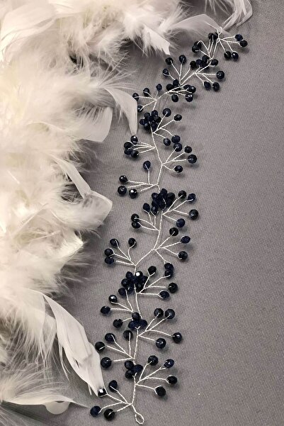 Hayalperest boncuk Accesoriu pentru păr cu mărgele de cristal bleumarin