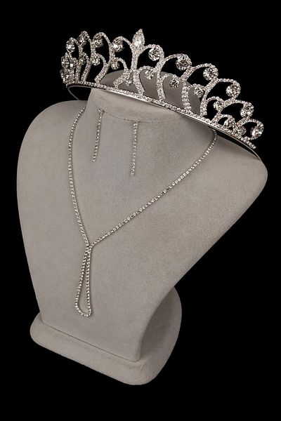 Hayalperest boncuk Set de cercei și coroană de mireasă cu cristal elegant de seară