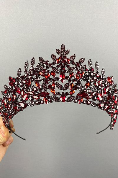 Hayalperest boncuk Coroană de henna de mireasă cu frunze de Oscar Burgundy