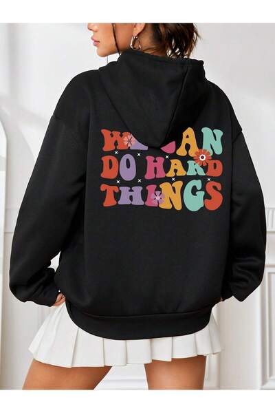 donamod Coke series Slogan Graphic Drop Shoulder Drawstring Hoodie