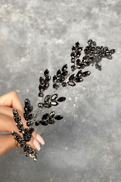 Hayalperest boncuk Accesoriu de păr pentru coroană de mireasă cu frunze de beril negru