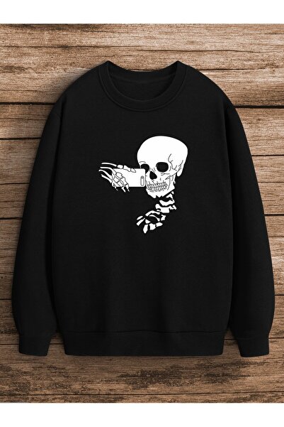 donamod Pulover căptușit cu imprimeu de craniu din seria Coko