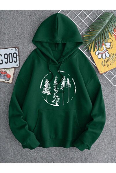 Adrift Hanorac supradimensionat cu glugă Haki Forest, kaki