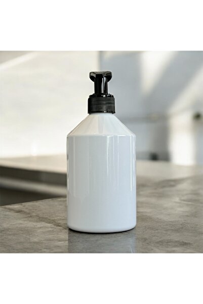 Guridda Home Design 500 Ml Beyaz Plastik Şişe Siyah Pompalı