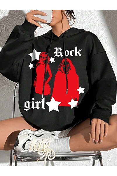 donamod Coke series Figure & Letter Graphic Drop Shoulder Drawstring Hoodie