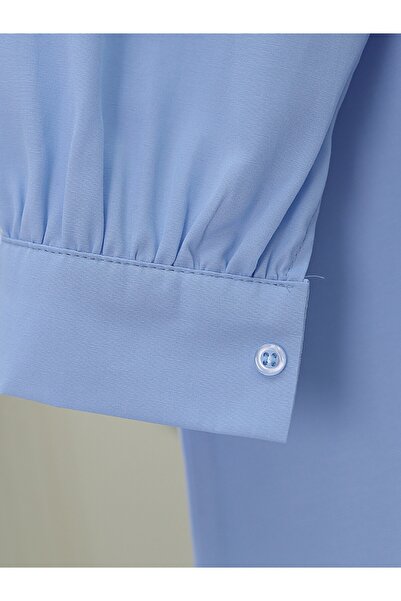 Modamorfo Cămașă din popelin cu guler pentru bebeluși cu detaliu fund pe față - Baby Blue