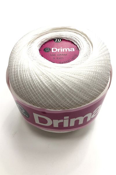 Hayalperest boncuk Ață de dantelă albă mercerizată Drima nr: 70 100 gr (1 bucată)