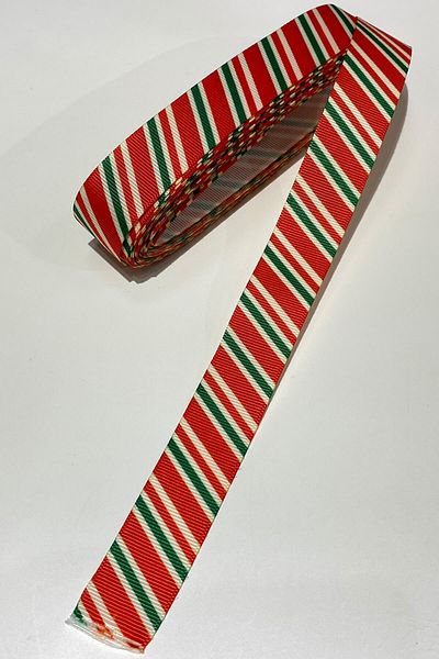 Hayalperest boncuk Red Stripe Printed Christmas Ribbon 10 Mt 2.5 Cm