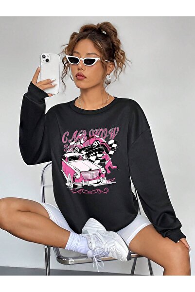 donamod Hanorac din seria Coke Car & Letter Graphic Drop Shoulder