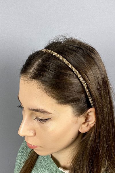 Hayalperest boncuk Accesoriu pentru păr cu coroană de piatră de culoare miere