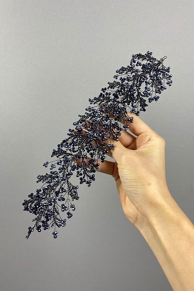 Hayalperest boncuk Bandă de păr cu mărgele de cristal Arden bleumarin - Coroana de mireasă cu henna