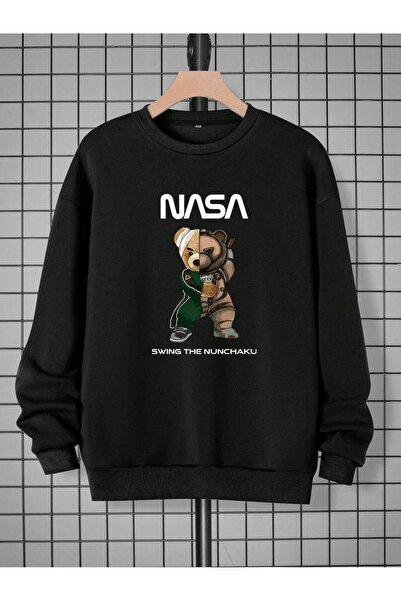 donamod Coko серия Manfinity Hypemode Мече & Слоган Графична подплатена блуза