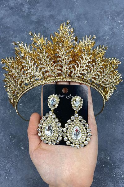 Hayalperest boncuk Set de cercei și coroană de mireasă cu henna brodate cu mărgele Nairobi