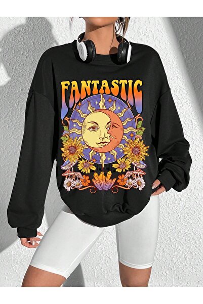 donamod Hanorac cu umăr cu imprimeu Sun & Moon din seria Coke