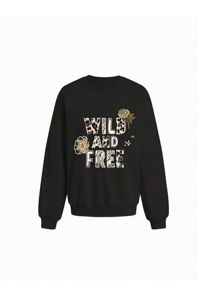 donamod Pulover cu imprimeu cu litere și flori din seria Coke