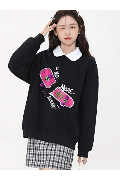 donamod Hanorac fără bluză din seria Coke Letter Graphic Drop Shoulder