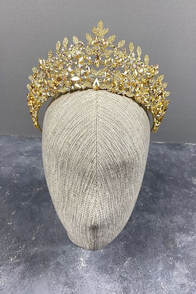 Hayalperest boncuk Honey Colored Bridal Henna Crown with Oscar Leaves