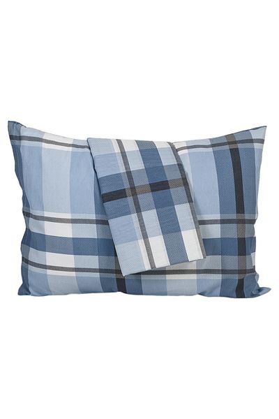 femmhome Set cearșafuri Ranforce Single - 100x200/120x200/90x190 Blue Plaid