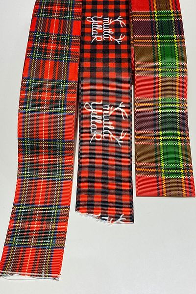 Hayalperest boncuk Plaid Happy Birthday And Striped New Year Ribbon 4 Cm 30 Mt Red