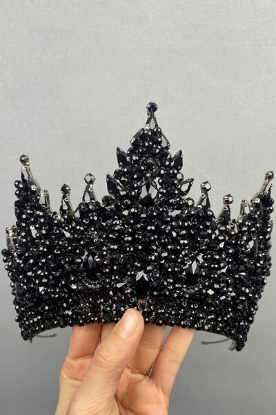Hayalperest boncuk تاج حناء الزفاف موديل باريس الأسود