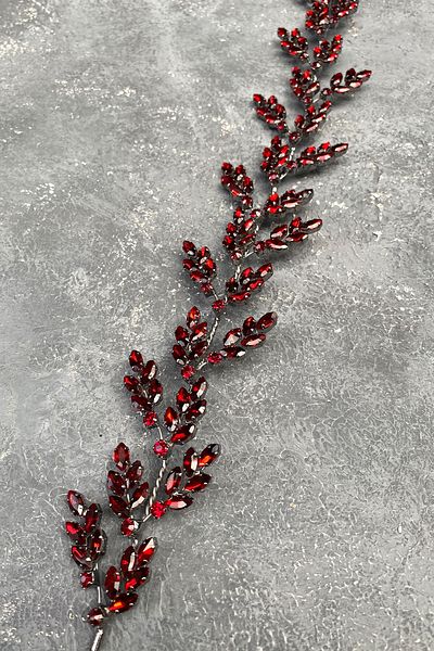 Hayalperest boncuk Accesoriu de păr Coroană de mireasă Henna Motiv Frunze de Bordo Bordo