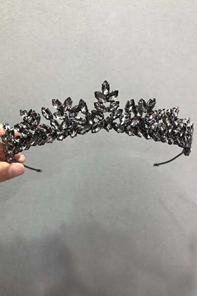 Limelia Antrasit Gri Taşlı Kına Gelin Tacı