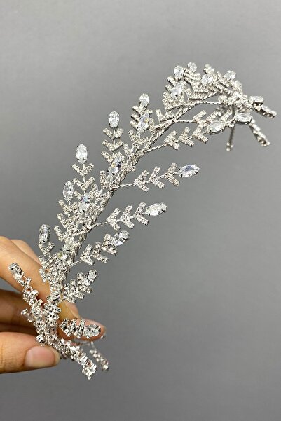 Hayalperest boncuk Сребриста тиара за булки с циркони Vera