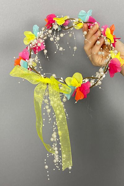 Hayalperest boncuk Special Design Bridesmaid Crown with Colorful Laser Flowers