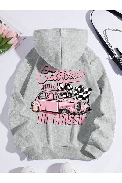 donamod Seria Coke Car & Letter Graphic Drawstring Hanorac căptușit termic