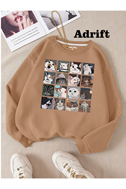 Adrift Cat Memes Collage Strada Mole Design Tendințe Harajuku/Gotic Bej