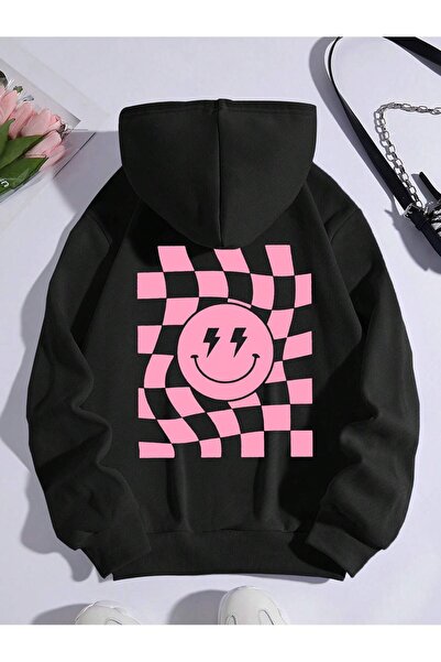 donamod هودي حراري من سلسلة كوك بطباعة الشطرنج والتعبيرات مع جيب كنغر ورباط سحب