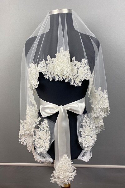 Hayalperest boncuk Λευκό Vip Μοντέλο Νυφικό Πέπλο Χέννας Κάλυμμα Προσώπου