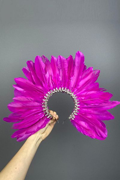 Hayalperest boncuk Hera Bridal Henna Crown - Feather and Jewelled Accessory