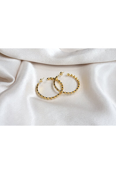 Brillo Zirkon Taşlı Yıldız Desenli Halka Küpe