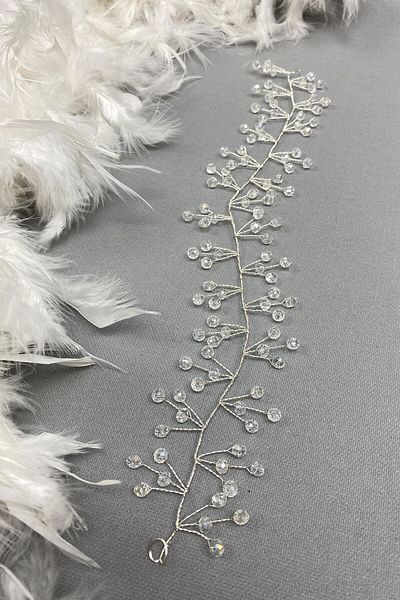 Hayalperest boncuk Vella Beaded Bridal Crown Hair Accessory