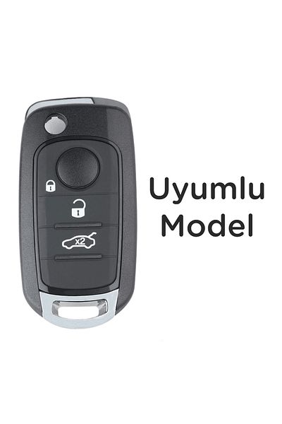 Luxe Aksesuarr Fiat Egea Compatible Switch 3 Button Protection Key Control Silicone Nano Case Red Color