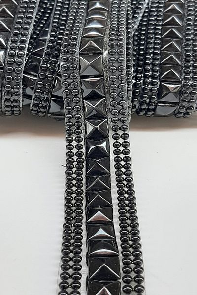 Hayalperest boncuk Anthracite Black Staple Patterned Embroidered Strip 2cm
