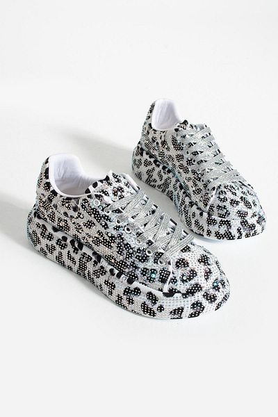 diclepolat Pantofi sport de damă cu talpă groasă din piatră de leopard alb - Andra