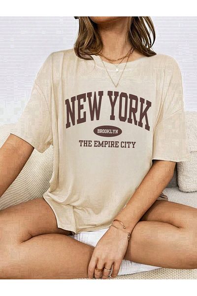 mercoledi Κείμενο εμπριμέ Γυναικείο Oversize Casual T-shirt