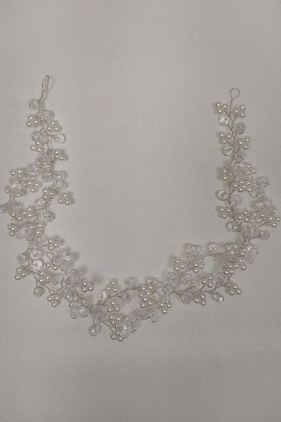Hayalperest boncuk White Crystal Flower Motif Hair Accessory