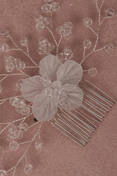 Hayalperest boncuk Flower Mila Beaded Bridal Accessory Hair Clip
