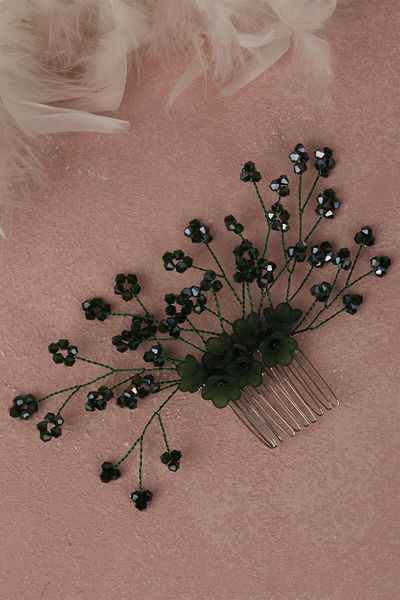Hayalperest boncuk Bridal Hair Accessory - Flower Beaded Comb Barrette